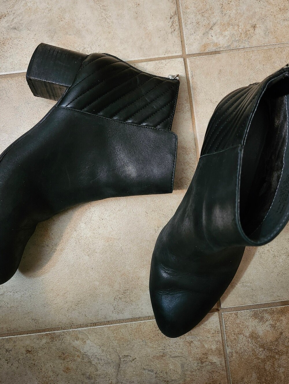 Adrienne Vittadini Black Leather Ankle Boots